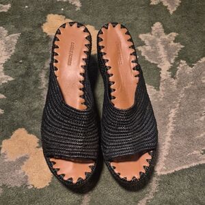 Carlee Forbes Black Woven Open-Toe Slide Mule